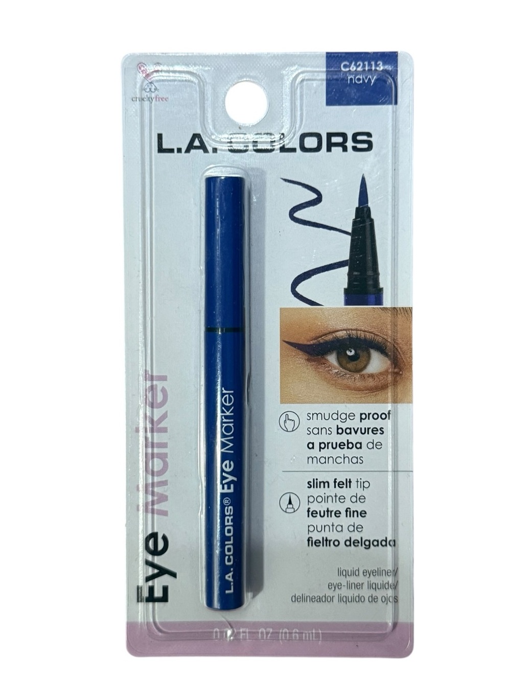 L.A. Colors Slim Felt Tip Smudge Proof Eye Marker Navy Eyeliner NWT